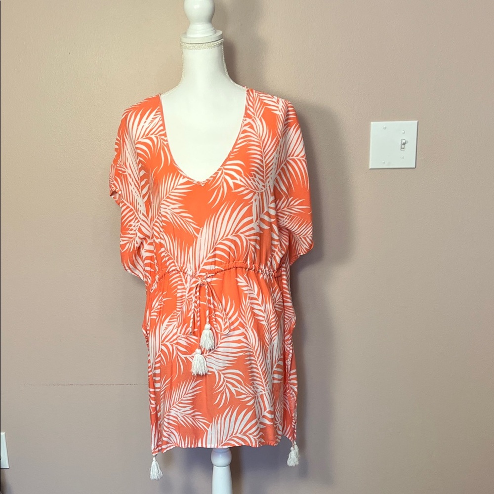 Cleobella Salmon and White Patterned Beach Coverup